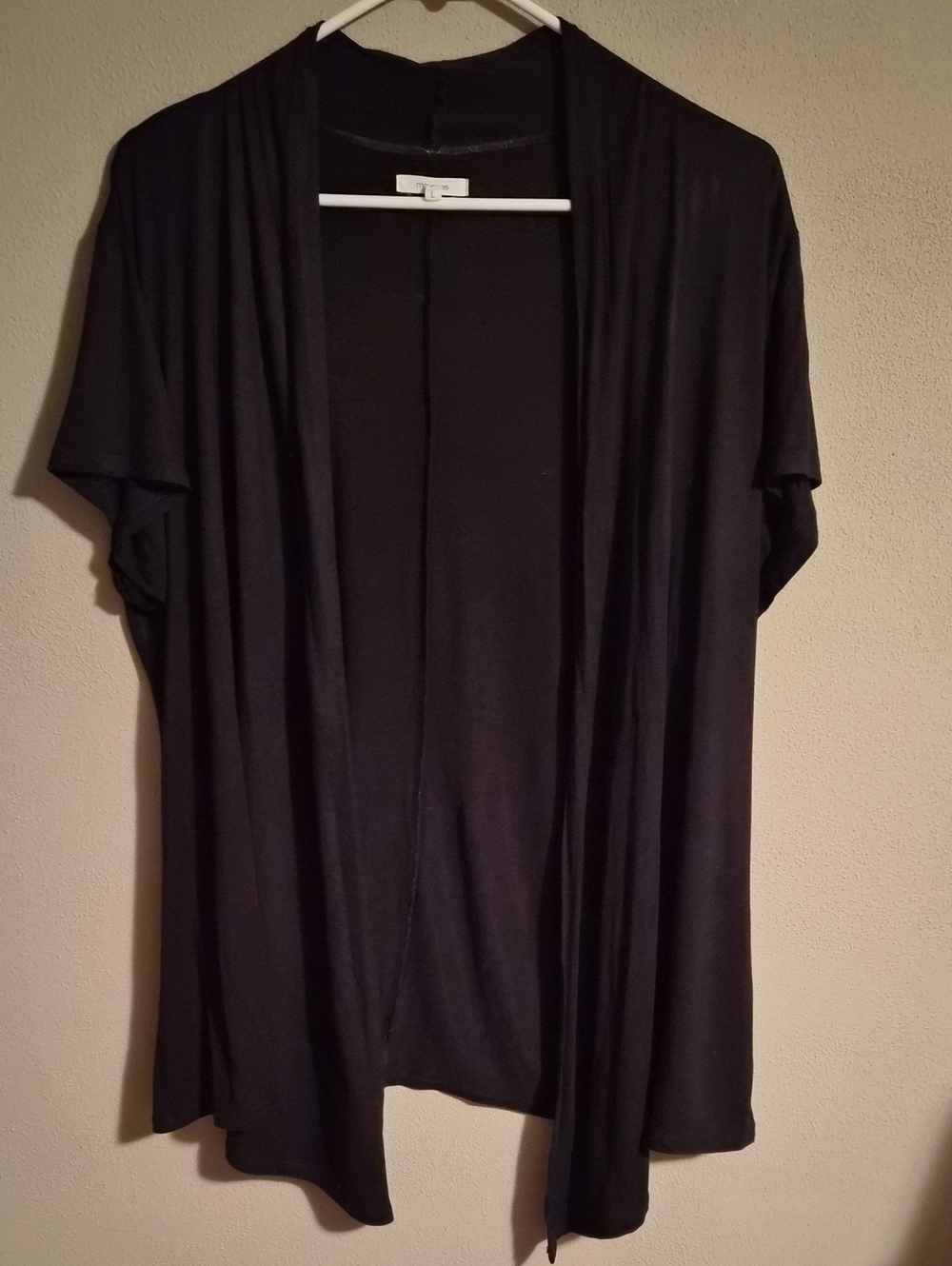 Maurices Black Short Sleeve Open Drape Cardigan